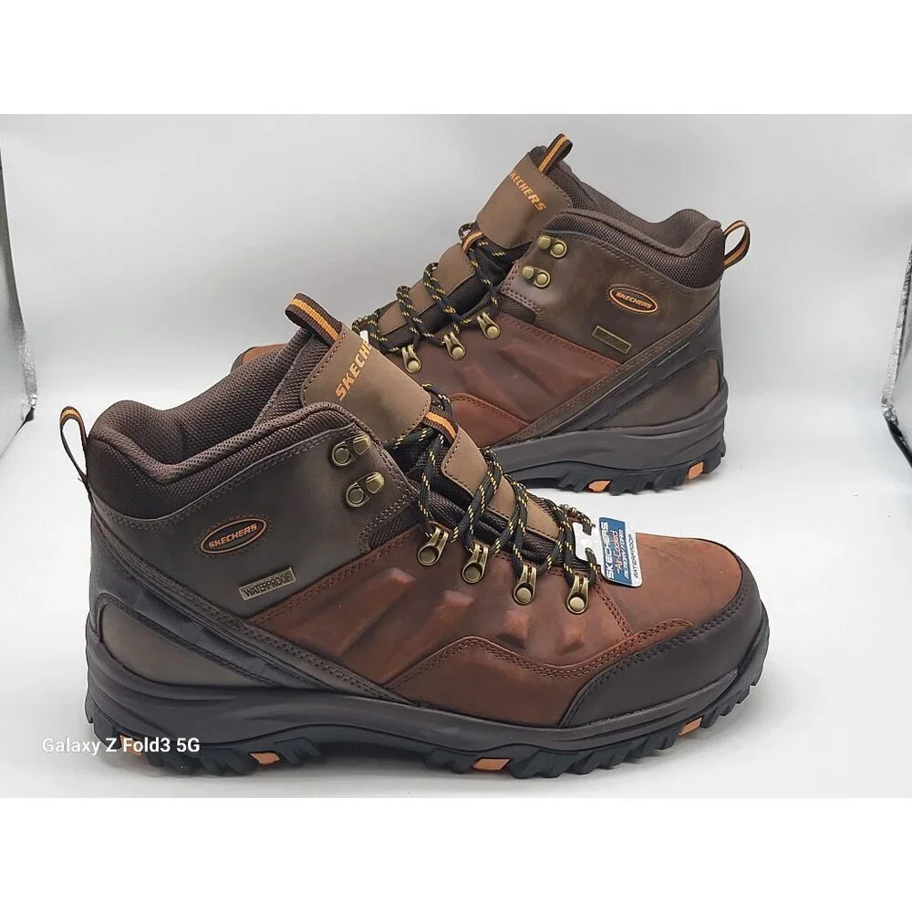 Skechers leather Mens Waterproof Relaxed Fit Air-Cooled Memory‎ Foam Boots Sz 13